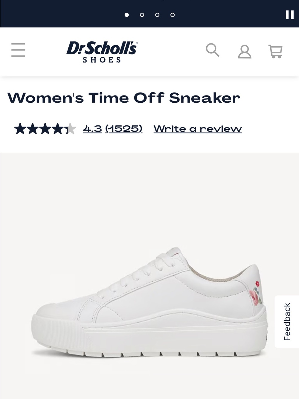 Dr. Scholl's White Platform Sneakers with Pink & Red Floral Embroidery - Picture 3 of 4